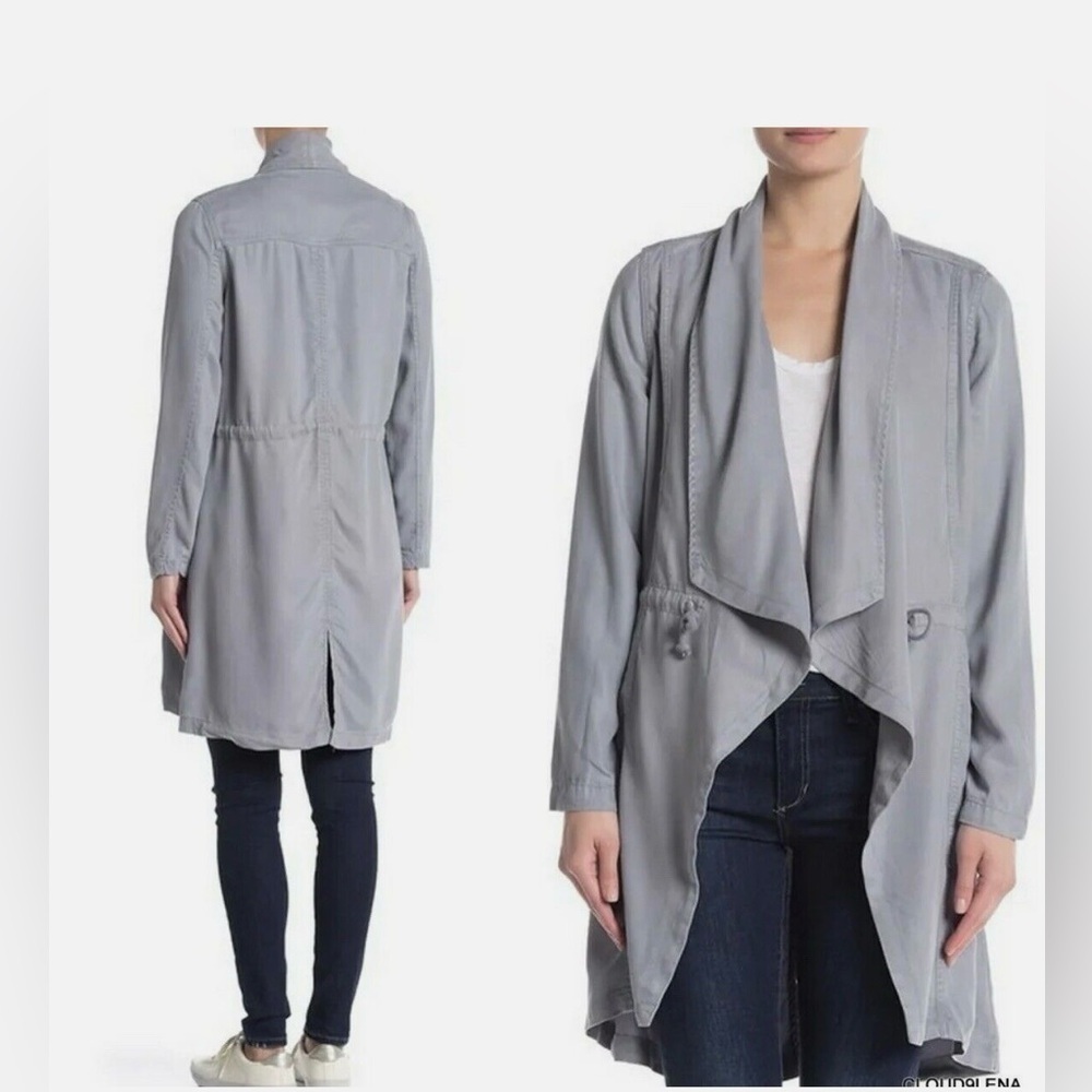 Max Jeans Vetiver Gray Grey Tencel Drape Long Length Jacket SMALL